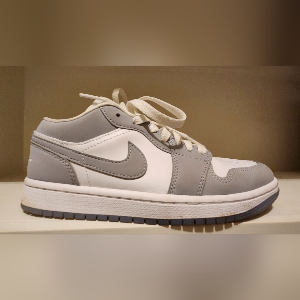 Nike Womens Gray and White Air Jordan 1 Low